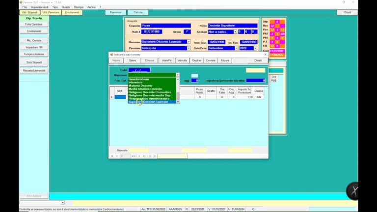 Guida all’utilizzo del software per il calcolo della pensione